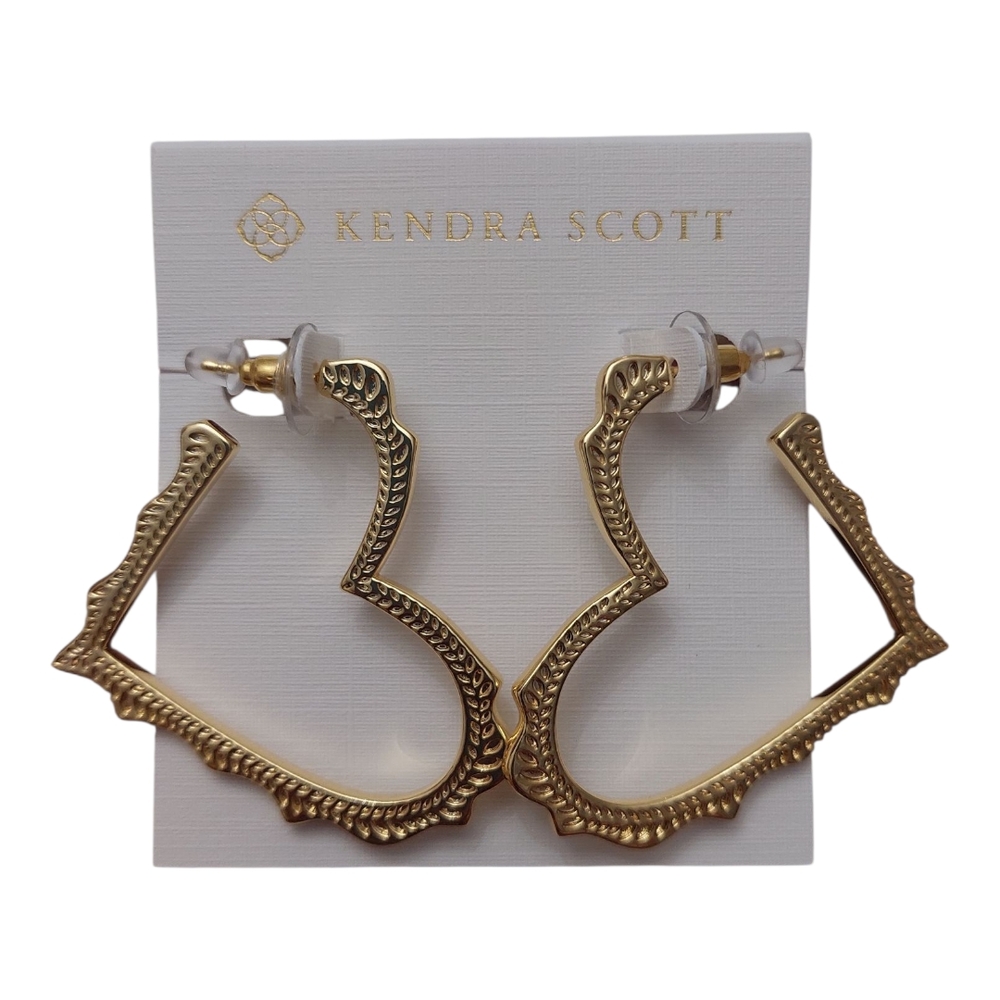 Kendra Scott Sophee Heart Hoop Gold‎ Textured Earrings